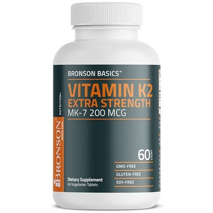 Bronson Vitamin K2 MK-7 200 mcg Extra Stärke, 60 vegane Tabletten