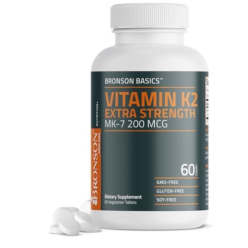 Bronson Vitamin K2 MK-7 200 mcg Extra Stärke, 60 vegane Tabletten