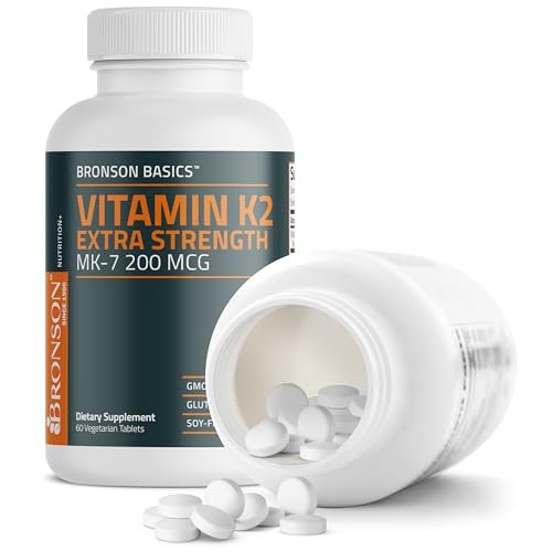 Bronson Vitamin K2 MK-7 200 mcg Extra Stärke, 60 vegane Tabletten