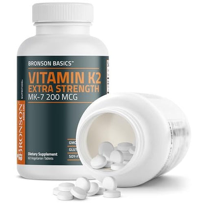 Bronson Vitamin K2 MK-7 200 mcg Extra Stärke, 60 vegane Tabletten
