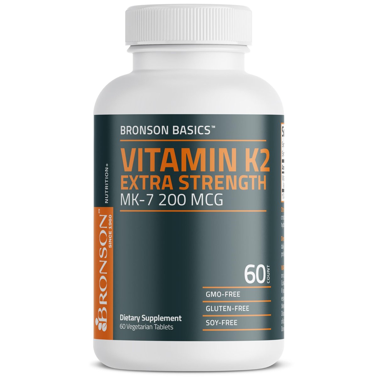 Bronson Vitamin K2 MK-7 200 mcg Extra Stärke, 60 vegane Tabletten