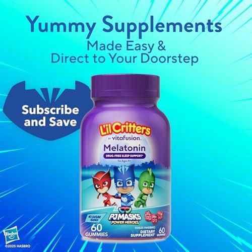 L'il Critters PJ Masks Melatonin Gummis – 60 Stück | Schlafhilfe für Kinder