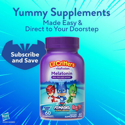 L'il Critters PJ Masks Melatonin Gummis – 60 Stück | Schlafhilfe für Kinder