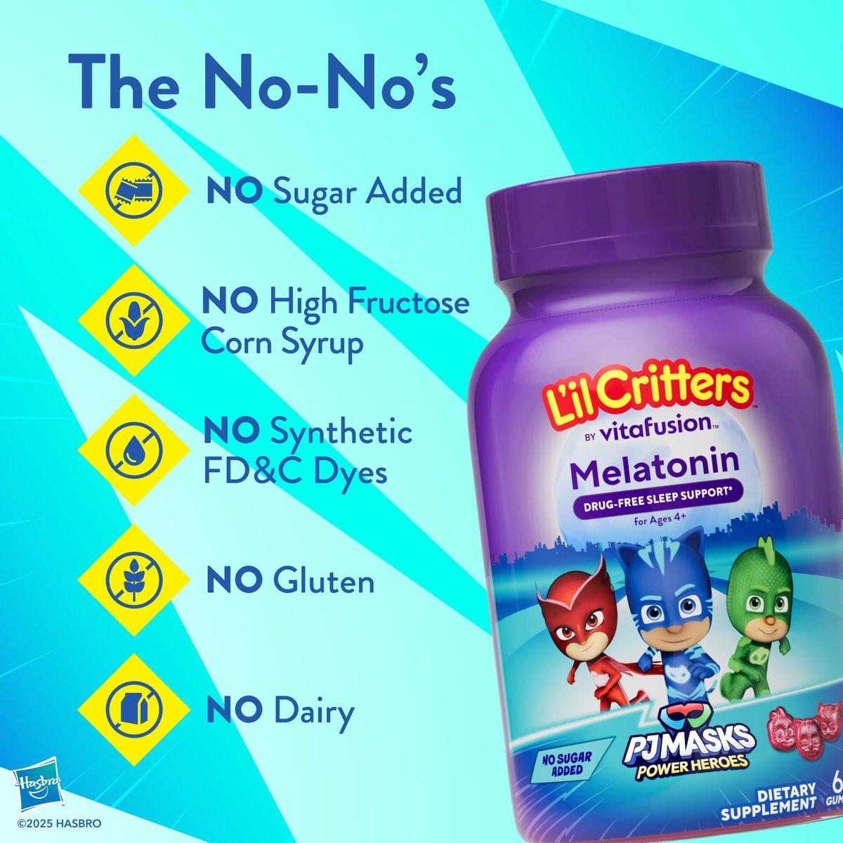 L'il Critters PJ Masks Melatonin Gummis – 60 Stück | Schlafhilfe für Kinder