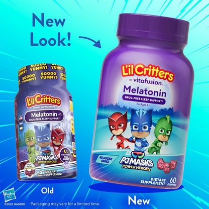 L'il Critters PJ Masks Melatonin Gummis – 60 Stück | Schlafhilfe für Kinder