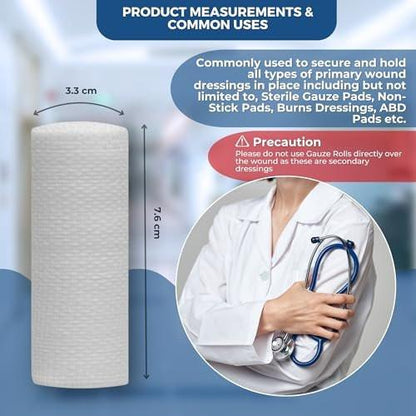 Gaze-Wickel 2 Zoll, Packung mit 24 – Hochwertige, fussel- und latexfreie Rollgaze 2 Zoll x 4,1 Yards – Konformitäts-Stretchbinden für effektive Wundversorgung und Komfort