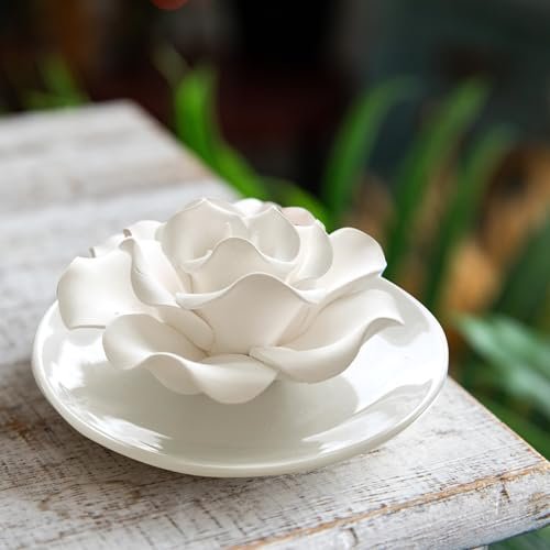 Passiver Diffuser für ätherische Öle – Keramik Diffuser ohne Strom, dekorativer Mini-Raumdiffuser für Schreibtisch, Bad (Impatiens)