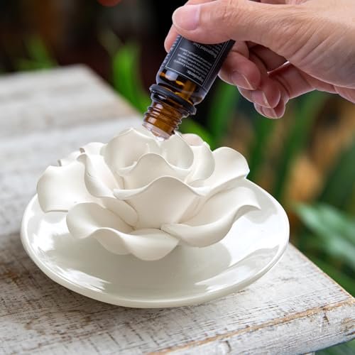 Passiver Diffuser für ätherische Öle – Keramik Diffuser ohne Strom, dekorativer Mini-Raumdiffuser für Schreibtisch, Bad (Impatiens)