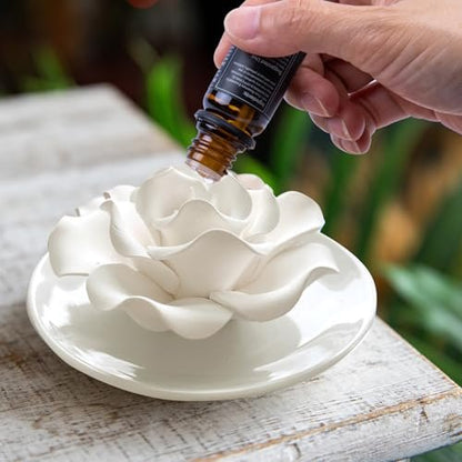 Passiver Diffuser für ätherische Öle – Keramik Diffuser ohne Strom, dekorativer Mini-Raumdiffuser für Schreibtisch, Bad (Impatiens)