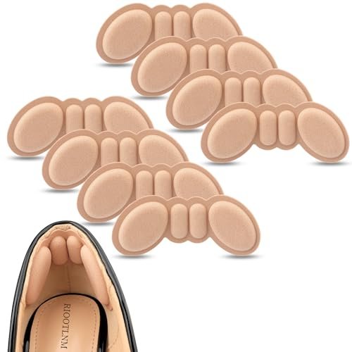 Riootlnm Fersenpolster für zu große Schuhe – 4 Paar Rosy Brown, rutschfeste Einlagen gegen Blasen und Schmerzen