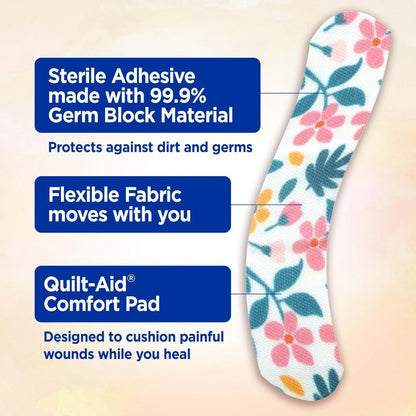 Band-Aid Flexible Fabric Pflaster Wildflower Design, 30 Stück, hautfreundlich und atmungsaktiv