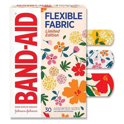 Band-Aid Flexible Fabric Pflaster Wildflower Design, 30 Stück, hautfreundlich und atmungsaktiv