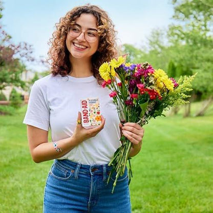 Band-Aid Flexible Fabric Pflaster Wildflower Design, 30 Stück, hautfreundlich und atmungsaktiv