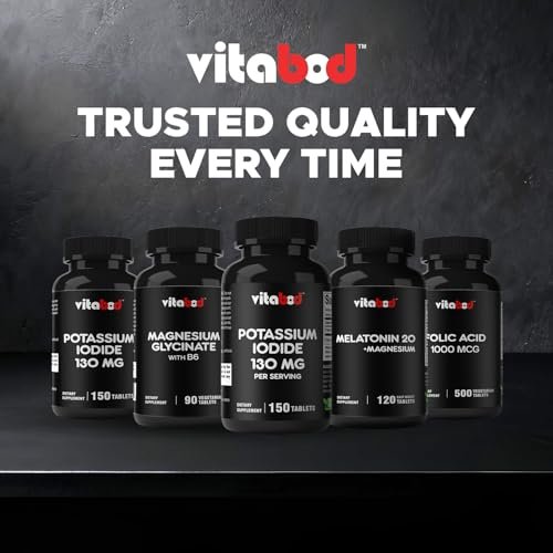 Vitabod Kaliumiodid Nahrungsergänzungsmittel 130 mg pro Portion - 150 Tabletten (1 Flasche) - Haltbar bis 05/2030