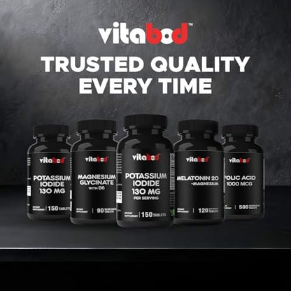 Vitabod Kaliumiodid Nahrungsergänzungsmittel 130 mg pro Portion - 150 Tabletten (1 Flasche) - Haltbar bis 05/2030
