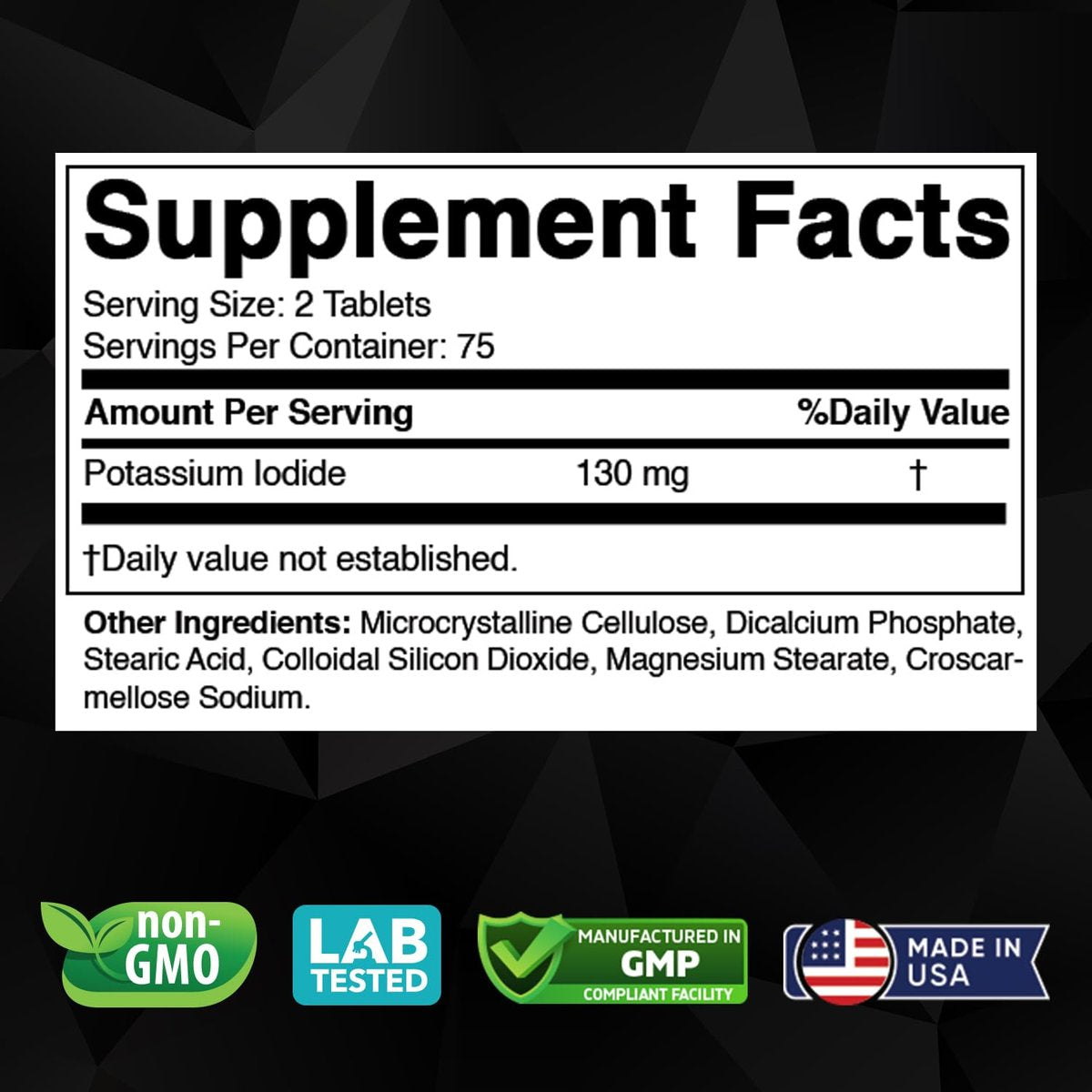 Vitabod Kaliumiodid Nahrungsergänzungsmittel 130 mg pro Portion - 150 Tabletten (1 Flasche) - Haltbar bis 05/2030