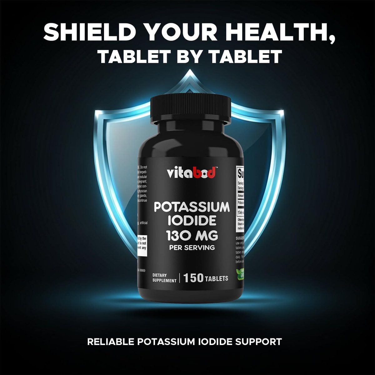 Vitabod Kaliumiodid Nahrungsergänzungsmittel 130 mg pro Portion - 150 Tabletten (1 Flasche) - Haltbar bis 05/2030