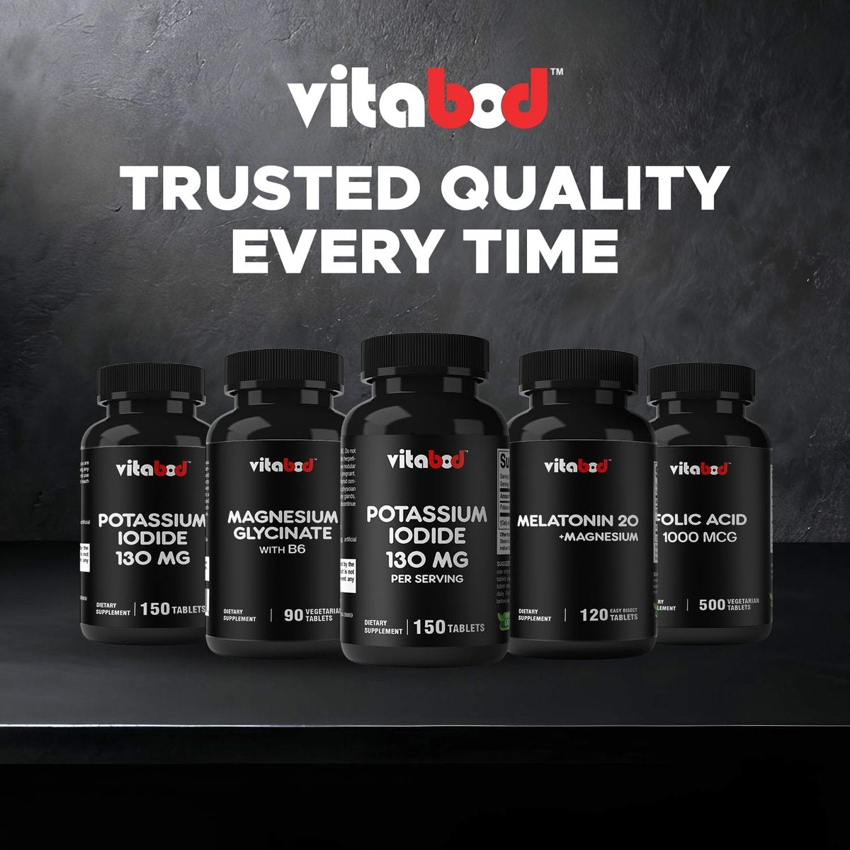 Vitabod Kaliumiodid Nahrungsergänzungsmittel 130 mg pro Portion - 150 Tabletten (1 Flasche) - Haltbar bis 05/2030
