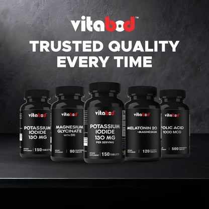 Vitabod Kaliumiodid Nahrungsergänzungsmittel 130 mg pro Portion - 150 Tabletten (1 Flasche) - Haltbar bis 05/2030
