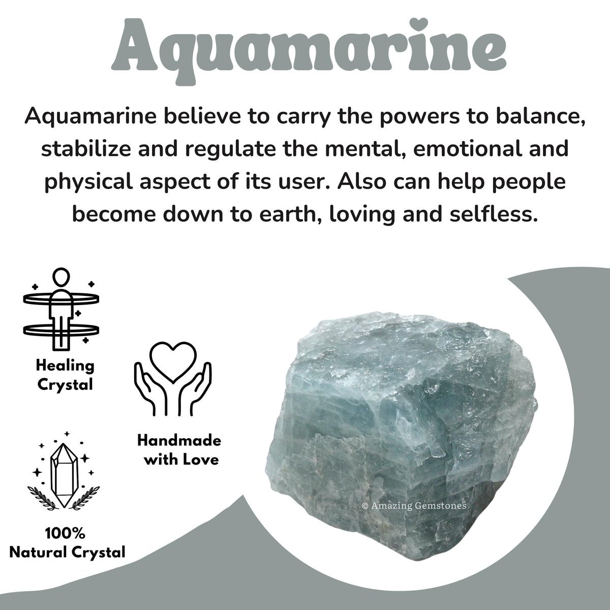 Amazing Gemstone Aquamarin Rohkristalle und Heilsteine, Natursteine zum Tumbling und DIY Rohsteine und Kristalle (1 Stück)
