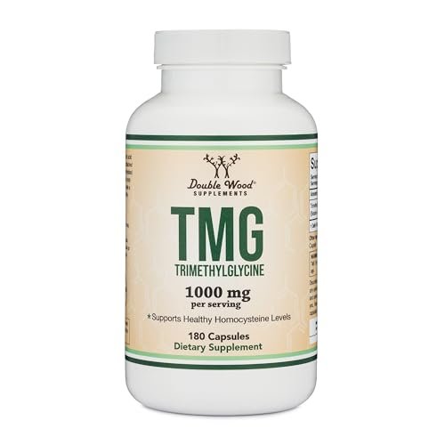 TMG Trimethylglycin Supplement – 99%+ getestete Reinheit – 1.000 mg pro Portion, 180 Kapseln (TMG für Homocystein-Kontrolle) – echter TMG mit fischigem Geruch, glutenfrei, nicht-GVO