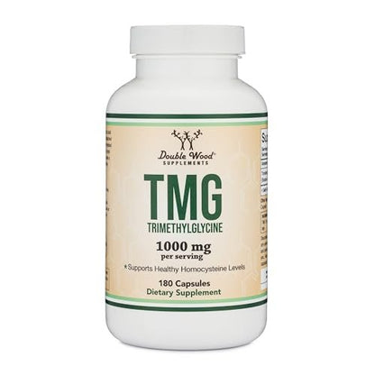 TMG Trimethylglycin Supplement – 99%+ getestete Reinheit – 1.000 mg pro Portion, 180 Kapseln (TMG für Homocystein-Kontrolle) – echter TMG mit fischigem Geruch, glutenfrei, nicht-GVO
