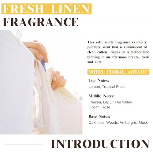 EUQEE Fresh Linen Duftöl 60 ml – Premium Duftöl für Aromatherapie, Diffuser, DIY Badebomben und Kerzenherstellung (2,02 Fl Oz)