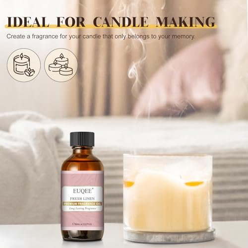 EUQEE Fresh Linen Duftöl 60 ml – Premium Duftöl für Aromatherapie, Diffuser, DIY Badebomben und Kerzenherstellung (2,02 Fl Oz)