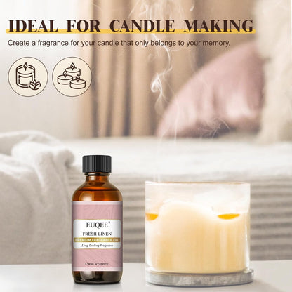 EUQEE Fresh Linen Duftöl 60 ml – Premium Duftöl für Aromatherapie, Diffuser, DIY Badebomben und Kerzenherstellung (2,02 Fl Oz)