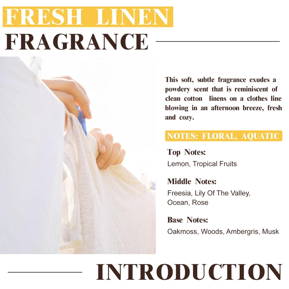 EUQEE Fresh Linen Duftöl 60 ml – Premium Duftöl für Aromatherapie, Diffuser, DIY Badebomben und Kerzenherstellung (2,02 Fl Oz)