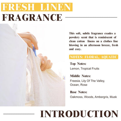 EUQEE Fresh Linen Duftöl 60 ml – Premium Duftöl für Aromatherapie, Diffuser, DIY Badebomben und Kerzenherstellung (2,02 Fl Oz)