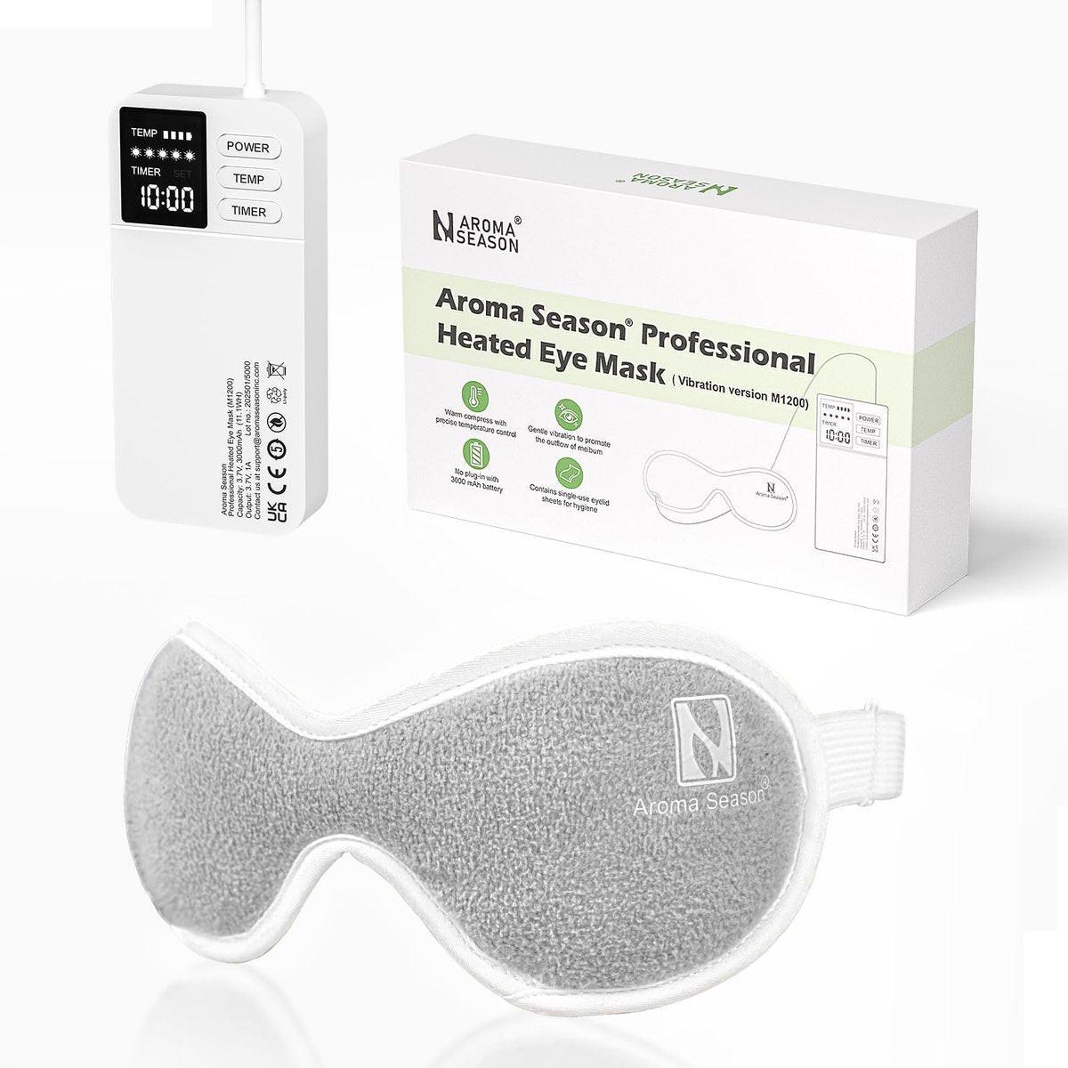 Aroma Season Vibrations-Heiz-Augenmaske für trockene Augen, 3000 mAh kabellose warme Kompresse gegen Gerstenkorn, Blepharitis, wiederaufladbares elektrisches Heizkissen für MGD, inklusive hygienischer Augenlidpads