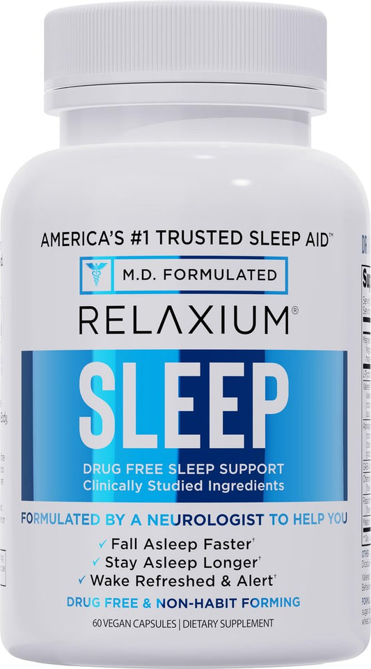 Relaxium Schlafhilfe für Erwachsene – Professionelle Stärke | 5 mg Melatonin, Magnesiumglycinat, Valerest & Ashwagandha | Nicht gewohnheitsbildende Schlafunterstützung | 30-Tage-Vorrat