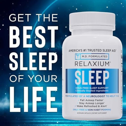 Relaxium Schlafhilfe für Erwachsene – Professionelle Stärke | 5 mg Melatonin, Magnesiumglycinat, Valerest & Ashwagandha | Nicht gewohnheitsbildende Schlafunterstützung | 30-Tage-Vorrat