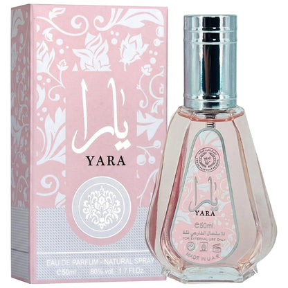 Ard al Zaafaran Yara – Florales, fruchtiges, gourmandiges, süßes, moschusartiges Eau de Parfum Spray für Frauen, langanhaltend, 1,7 Unzen / 50 ml