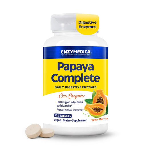 Enzymedica Papaya Complete – Kautabletten mit Papaya-Enzymen, Verdauungsergänzung für Frauen und Männer, Unterstützung der Verdauung und Darmgesundheit, hochpotentes Bromelain und Papain, vegan, glutenfrei – 120 Tabletten