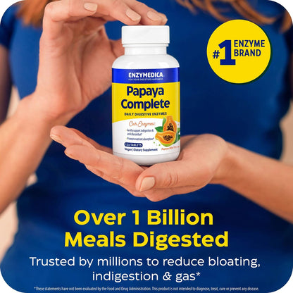 Enzymedica Papaya Complete – Kautabletten mit Papaya-Enzymen, Verdauungsergänzung für Frauen und Männer, Unterstützung der Verdauung und Darmgesundheit, hochpotentes Bromelain und Papain, vegan, glutenfrei – 120 Tabletten