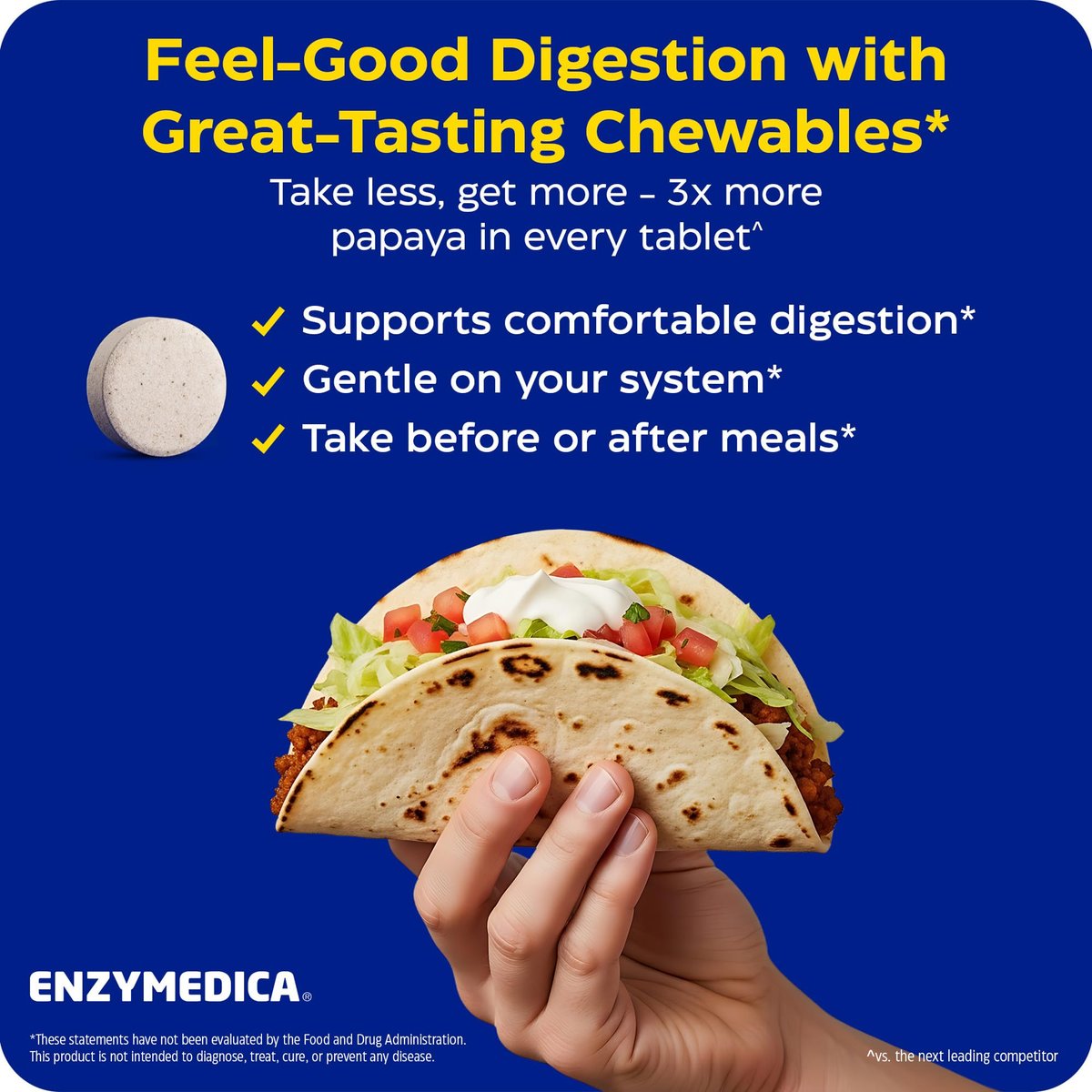 Enzymedica Papaya Complete – Kautabletten mit Papaya-Enzymen, Verdauungsergänzung für Frauen und Männer, Unterstützung der Verdauung und Darmgesundheit, hochpotentes Bromelain und Papain, vegan, glutenfrei – 120 Tabletten