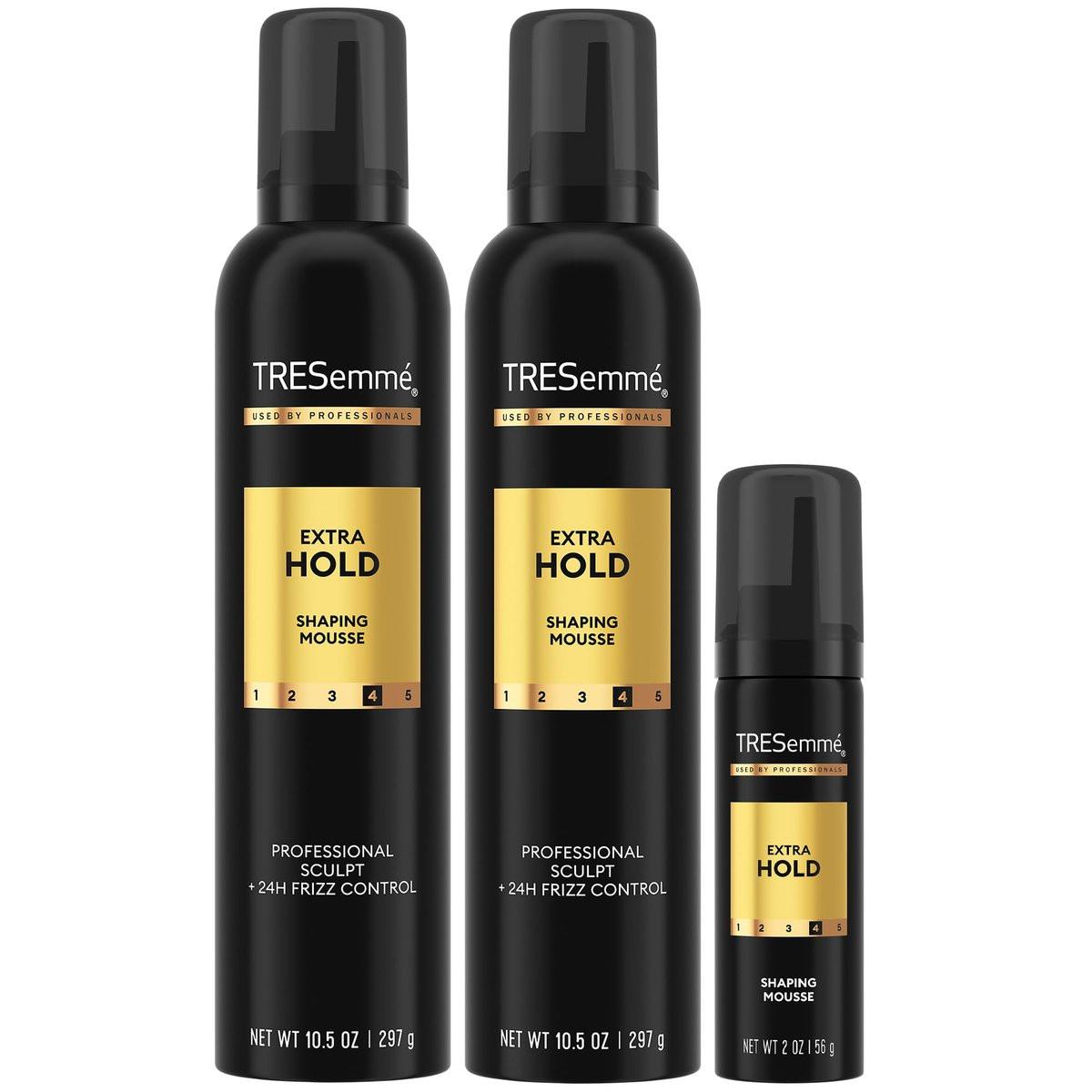 TRESemmé Shaping Mousse Extra Hold 2er-Pack + Reisegröße – Feuchtigkeitsspendender Haarschaum für perfektes Styling und 24h Frizz-Kontrolle (3-teiliges Set)