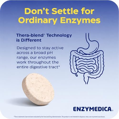 Enzymedica Papaya Gold – Kautabletten mit Papaya-Enzymen, Verdauungsenzyme für Frauen und Männer, Unterstützung der Verdauung und Darmgesundheit, hochwirksames Bromelain und Papain, vegan, glutenfrei – 120 Tabletten