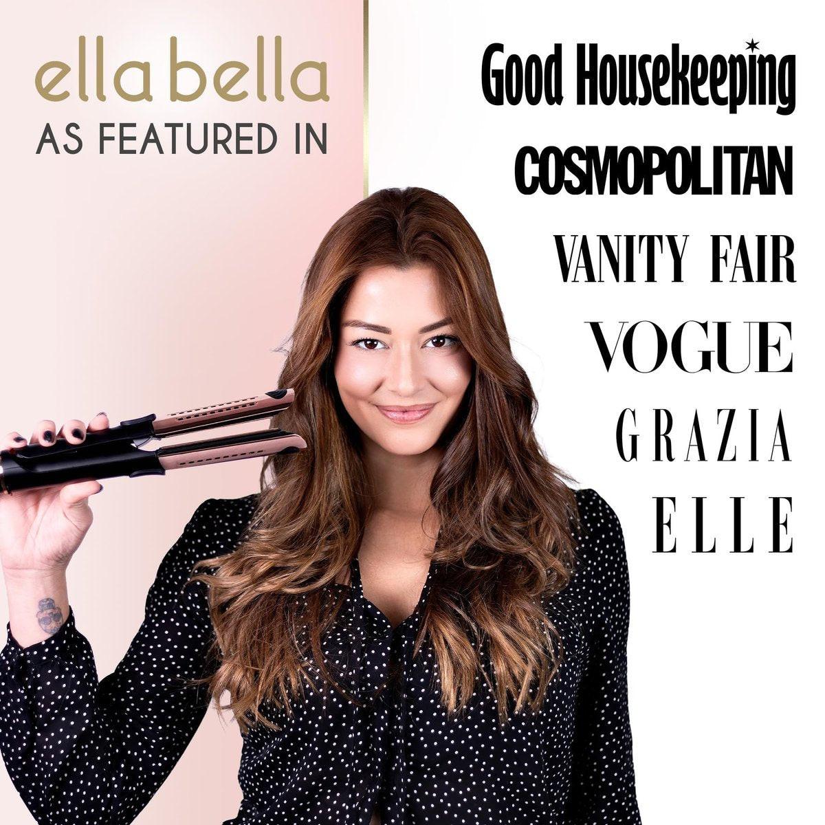 ELLA BELLA® 2-in-1 Haarglätter und Air Curler • Titanium Glätteisen und Lockenstab in Einem • Kühlungslöcher für langanhaltendes Styling • Vielseitige Looks, professionelle Salonergebnisse