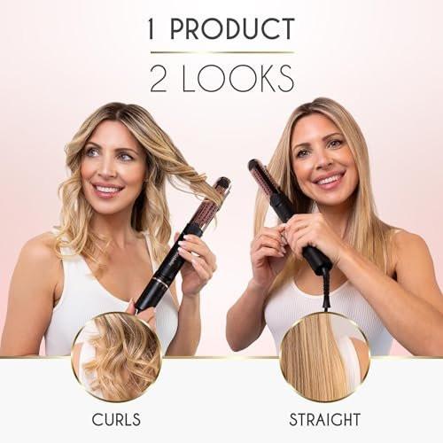 ELLA BELLA® 2-in-1 Haarglätter und Air Curler • Titanium Glätteisen und Lockenstab in Einem • Kühlungslöcher für langanhaltendes Styling • Vielseitige Looks, professionelle Salonergebnisse