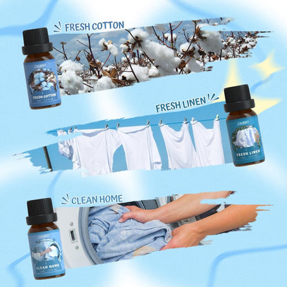 SALUBRITO Duftöle Set, Premium Ätherische Öle Set für Diffuser, Kerzen- und Seifenherstellung, Frische Baumwolle, Sauberes Zuhause, Frische Wäsche, Weicher Puder, Blütenseife, Minze, Stark duftende Öle