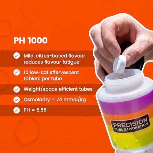 Präzisions-Hydratation Elektrolyt-Tabletten – Mehrfachstärke Brausetabletten gegen Krämpfe – Kalorienarm, glutenfrei, vegan/vegetarisch (1 Tube, 1000 mg/L – Orange)