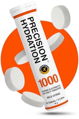 Präzisions-Hydratation Elektrolyt-Tabletten – Mehrfachstärke Brausetabletten gegen Krämpfe – Kalorienarm, glutenfrei, vegan/vegetarisch (1 Tube, 1000 mg/L – Orange)