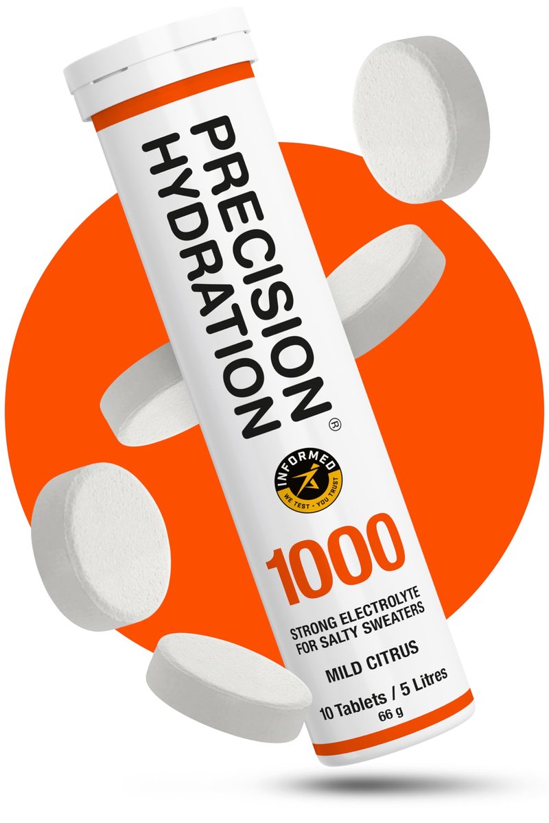 Präzisions-Hydratation Elektrolyt-Tabletten – Mehrfachstärke Brausetabletten gegen Krämpfe – Kalorienarm, glutenfrei, vegan/vegetarisch (1 Tube, 1000 mg/L – Orange)