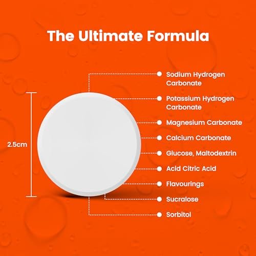 Präzisions-Hydratation Elektrolyt-Tabletten – Mehrfachstärke Brausetabletten gegen Krämpfe – Kalorienarm, glutenfrei, vegan/vegetarisch (1 Tube, 1000 mg/L – Orange)