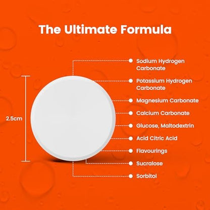 Präzisions-Hydratation Elektrolyt-Tabletten – Mehrfachstärke Brausetabletten gegen Krämpfe – Kalorienarm, glutenfrei, vegan/vegetarisch (1 Tube, 1000 mg/L – Orange)