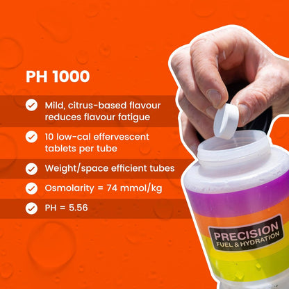 Präzisions-Hydratation Elektrolyt-Tabletten – Mehrfachstärke Brausetabletten gegen Krämpfe – Kalorienarm, glutenfrei, vegan/vegetarisch (1 Tube, 1000 mg/L – Orange)