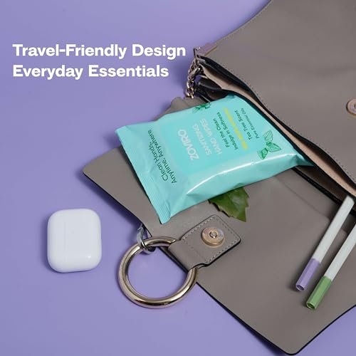 Zoviro Handdesinfektionstücher, feuchtigkeitsspendend mit Teebaumöl, ultraweiche 100% Viskose, Reisegröße, Teebaumduft, 20 Stück (10er-Pack)
